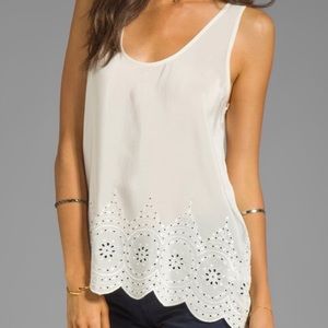 Joie Sevati Eyelet Tank Porcelain silk S small